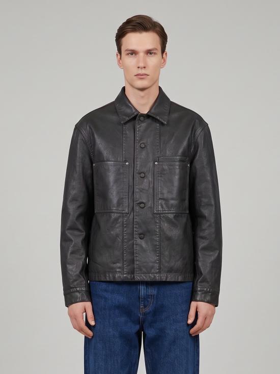 26FW 르메르 코팅 데님 워크웨어 오버셔츠 코팅 데님 워크웨어 오버셔츠 SH1309 BLACK