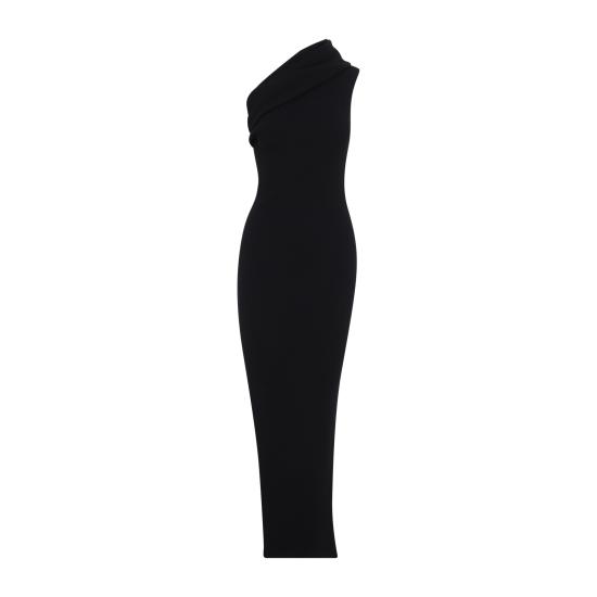 26FW 릭 오웬스 원숄더 립 니트 롱 원피스 RP02F5627 RIBVI 09 BLACK