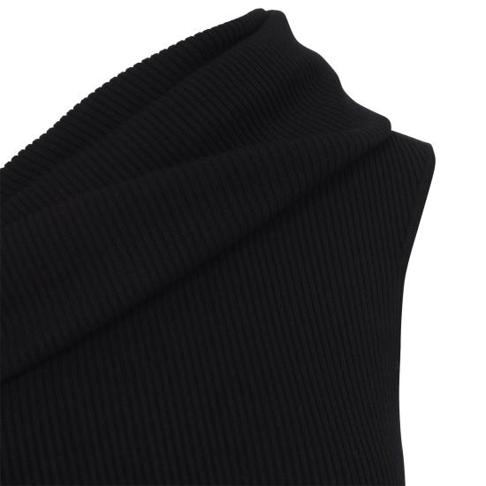26FW 릭 오웬스 원숄더 립 니트 롱 원피스 RP02F5627 RIBVI 09 BLACK - RICK OWENS