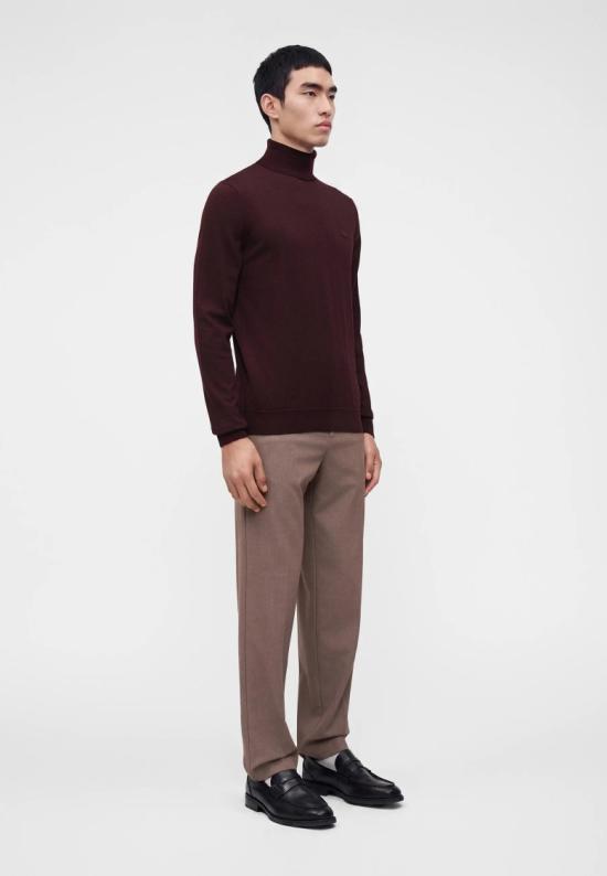 26FW 라코스테 메리노 울 터틀넥 스웨터 AH19593KE Burgundy - LACOSTE
