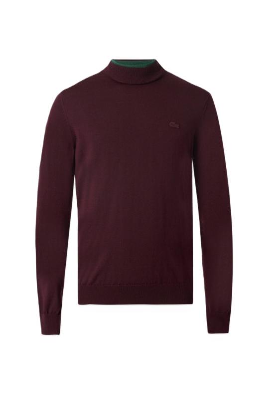 26FW 라코스테 메리노 울 터틀넥 스웨터 AH19593KE Burgundy
