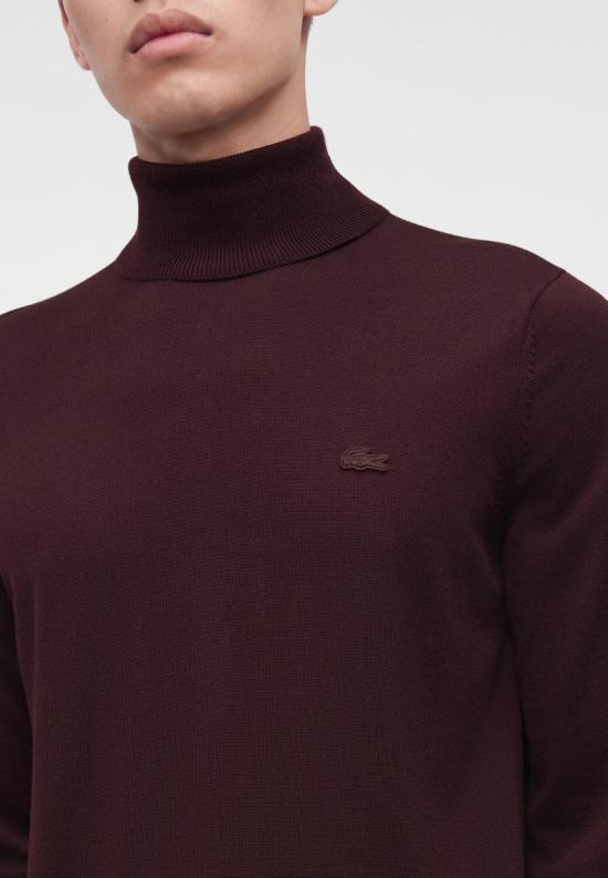 26FW 라코스테 메리노 울 터틀넥 스웨터 AH19593KE Burgundy - LACOSTE