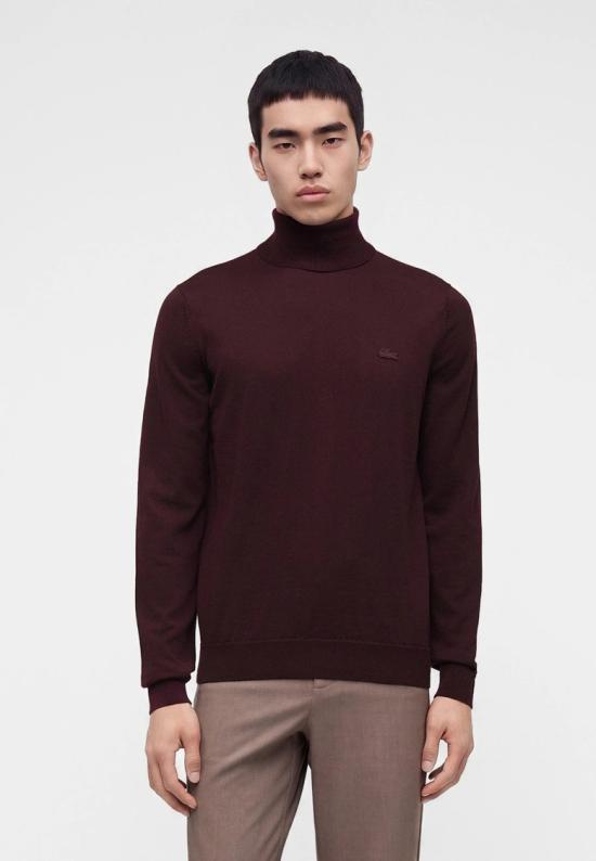 26FW 라코스테 메리노 울 터틀넥 스웨터 AH19593KE Burgundy - LACOSTE