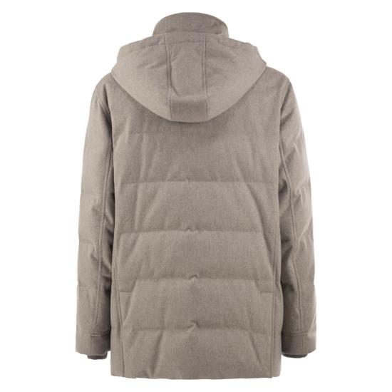 26FW 브루넬로 쿠치넬리 본디드 울 플란넬 탈부착 후드 다운 자켓 MM4701823 GREY - BRUNELLO CUCINELLI