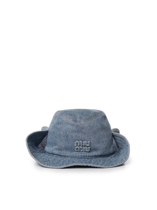 26FW 미우미우 드릴 로고 카우보이 햇 5HC221 2G9UF0013 LIGHT BLUE
