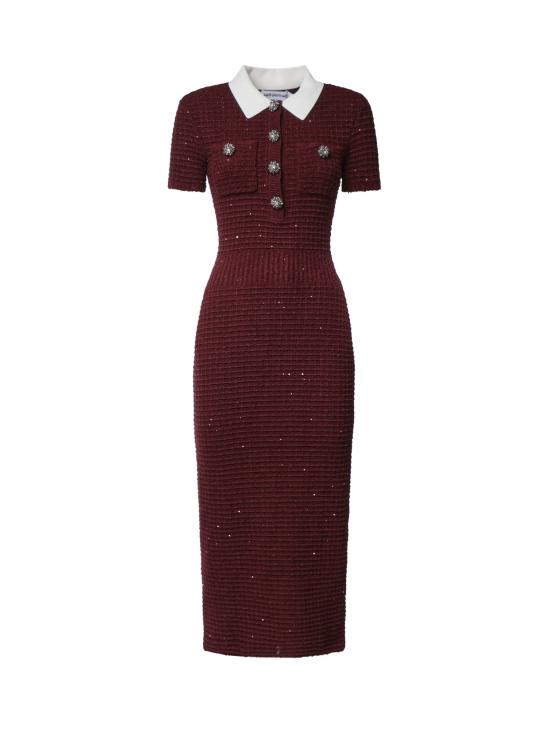 26FW 셀프 포트레이트 미디 원피스 SC26091M BU BURGUNDY