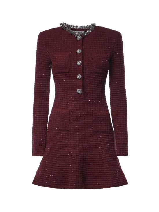 26FW 셀프 포트레이트 숏 원피스 SC26152S BU BURGUNDY