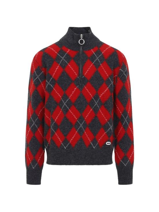 26FW 아미 스웨터 HKS897KN0202 A353 GRIS CARBONE RUBIS ROUGE
