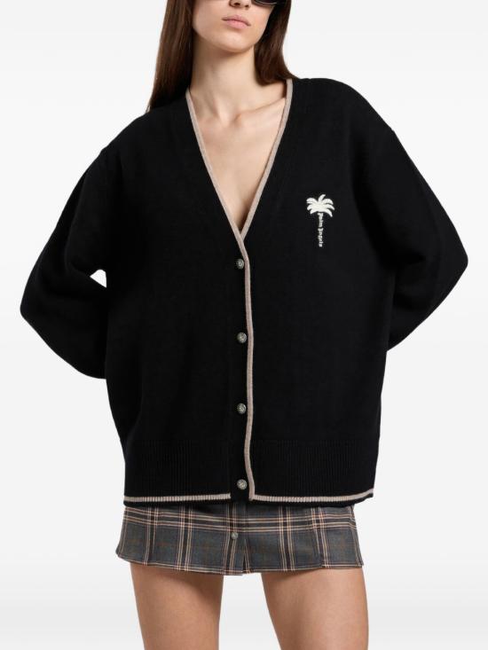 26FW 팜앤젤스 가디건 PAWHB03W26KN01 1063 BLACK KAKI - PALM ANGELS