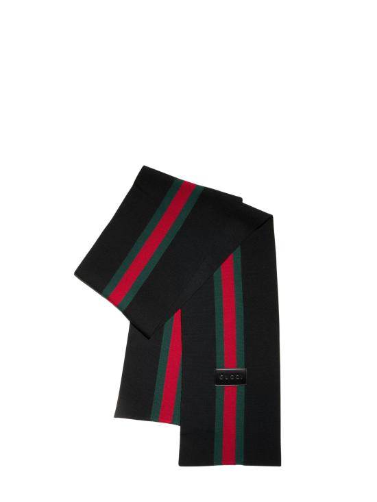26FW 구찌 스트라이프 울 캐시미어 자카드 스카프 A007FJ 4GALH1066 BLACK