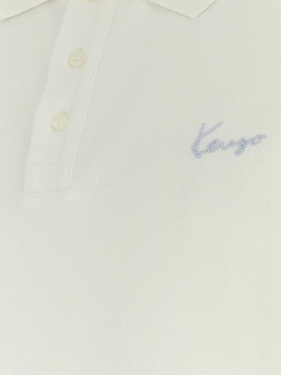 26FW 겐조 시그니처 엠브로이드 슬림 코튼 폴로 셔츠 FG65PO155 4PU02 WHITE - KENZO