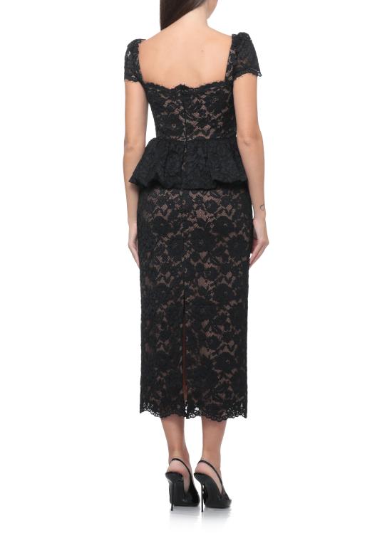 26FW 셀프 포트레이트 미디 원피스 SC26029MAB BLACK FINE LACE PEPLUMBLACK - SELF PORTRAIT