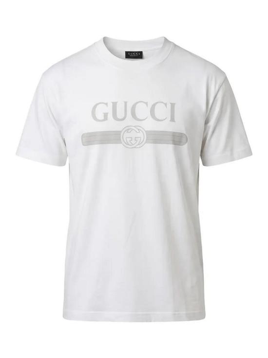 26FW 구찌 웹 스트라이프 프린트 코튼 티셔츠 A0095JXJH5Y9066 WHITE