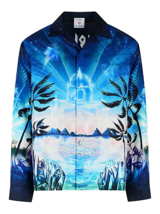26FW 카사블랑카 셔츠 MAW26SH00603SILKTWILLCRYSTALALCHEMY BLUE
