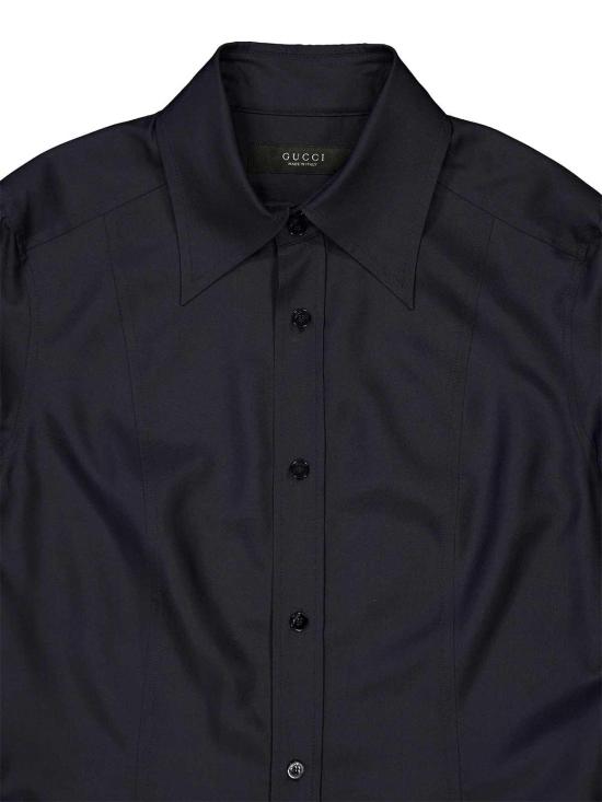 26FW 구찌 실크 포플린 셔츠 A007YMZAVRW4440 BLUE - GUCCI