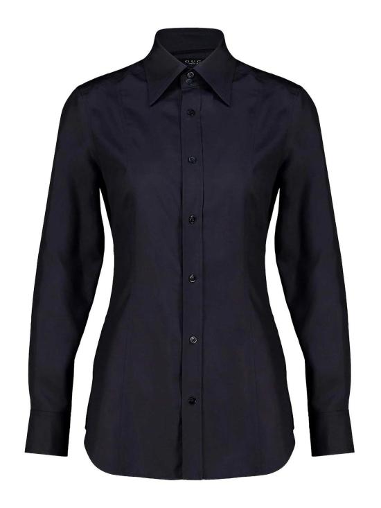 26FW 구찌 실크 포플린 셔츠 A007YMZAVRW4440 BLUE
