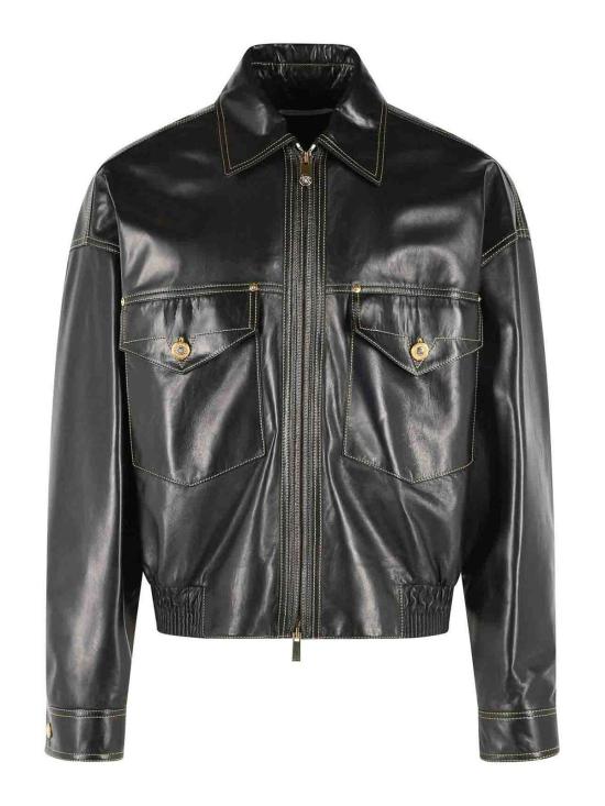 26FW 베르사체 가죽 자켓 10257781A183811B000 BLACK