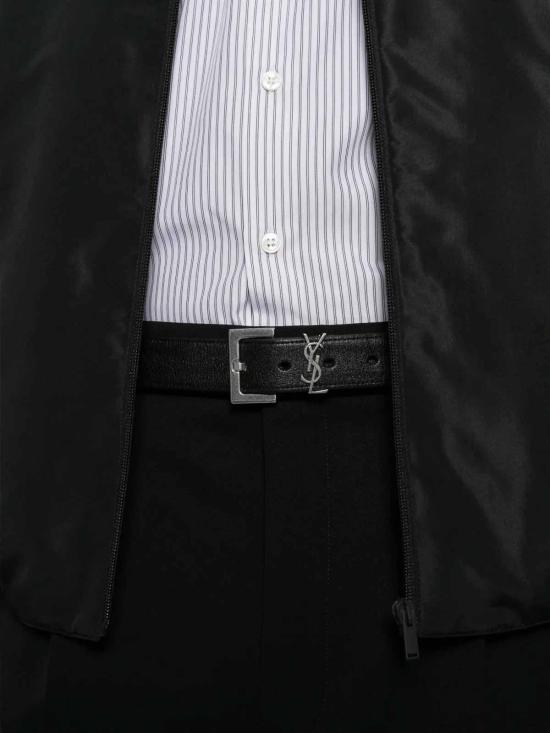 26FW 생로랑 플루이드 그레인 드 푸드르 포멀 슬랙스 A000O7Y7E631000 BLACK - SAINT LAURENT