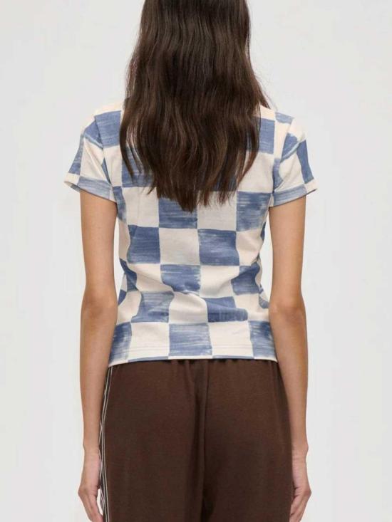 26FW 스티네 고야 반팔 티셔츠 SGEX26T3012585CHECKS LIGHT BLUE - STINE GOYA