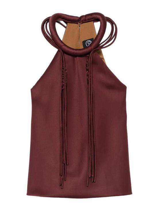 26FW 로산나 오캄포 민소매 티셔츠 RO442BORDEAUX DARK RED
