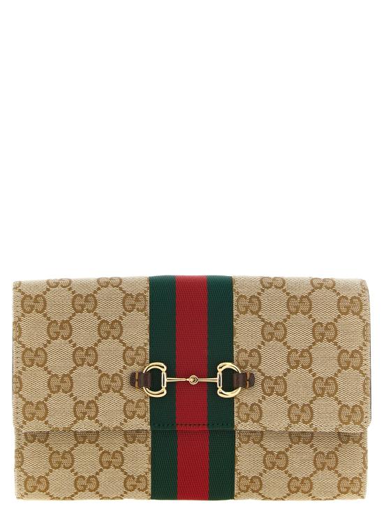 26FW 구찌 홀스빗 웹 스트랩 지갑 867120FAF889645 Beige