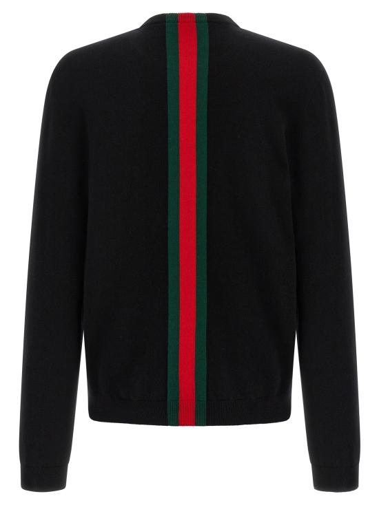 26FW 구찌 웹 파인 니트 울 스웨터 웹 파인 니트 울 스웨터 875161XKFPA1060 Black - GUCCI
