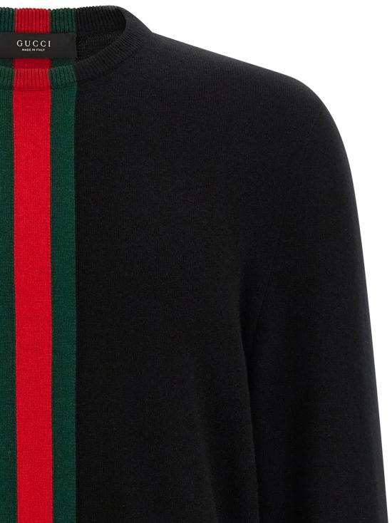 26FW 구찌 웹 파인 니트 울 스웨터 웹 파인 니트 울 스웨터 875161XKFPA1060 Black - GUCCI