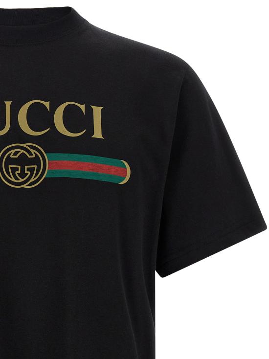 26FW 구찌 프린트 실크 저지 티셔츠 프린트 실크 저지 티셔츠 864626XJHUF1152 Black - GUCCI