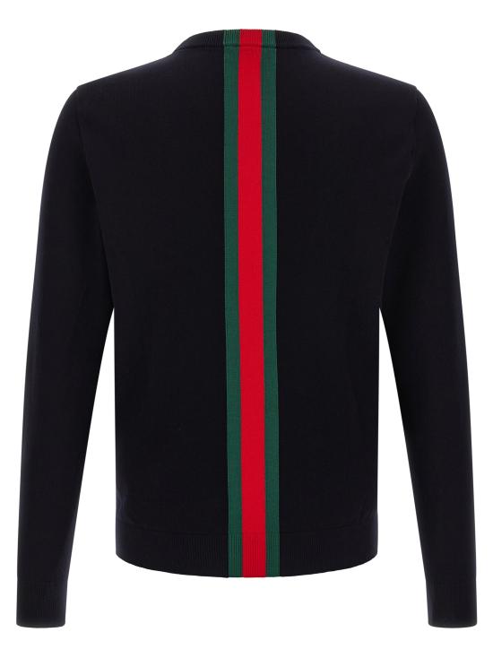 26FW 구찌 웹 인타르시아 니트 코튼 스웨터 875177XKFPC4152 Blue - GUCCI