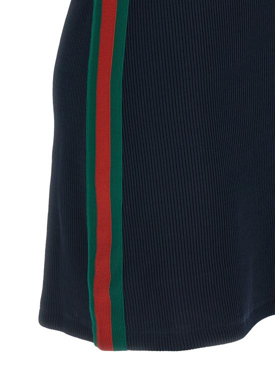 26FW 구찌 웹 디테일 립 코튼 저지 드레스 872682XJHYN4294 Blue - GUCCI