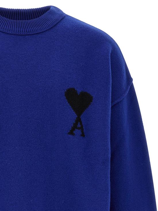 26FW 아미 빅 하트 울 크루넥 스웨터 UKS838018A271 Blue - AMI