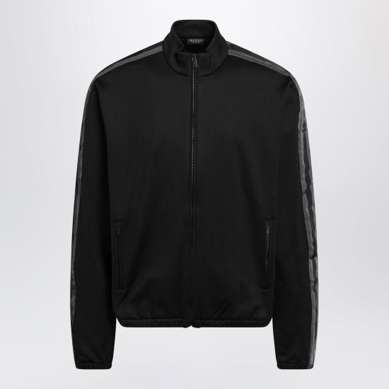 26FW 구찌 뮤티드 웹 디테일 코튼 저지 집업 자켓 A003RNXJH5O Black