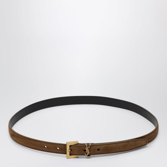26FW 생로랑 카산드라 씬 스퀘어 버클 벨트 554465AAG6E Brown