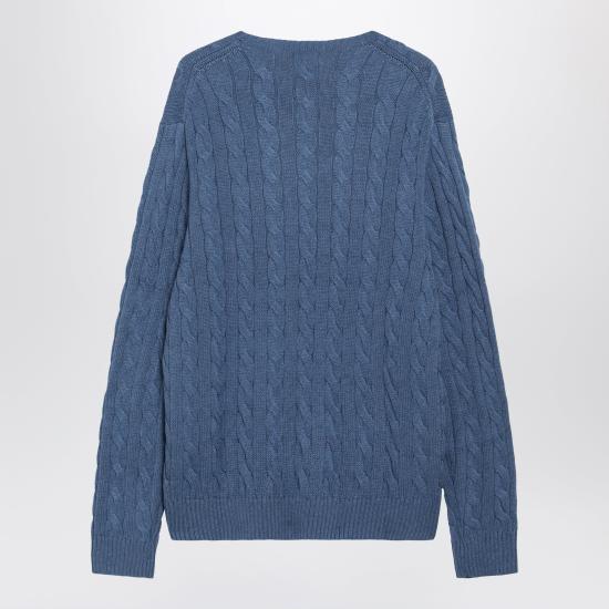 26FW 폴로 랄프로렌 로고 자수 케이블 니트 스웨터 710775885548CO Blue - POLO RALPH LAUREN