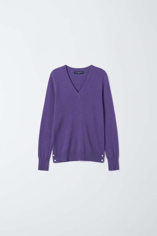  퓨어 캐시미어 엔와이씨 스웨터 퓨어캐시미어 NYC 블랑카 캐시미어 V넥 버튼  라일락 - PURECASHMERE NYC