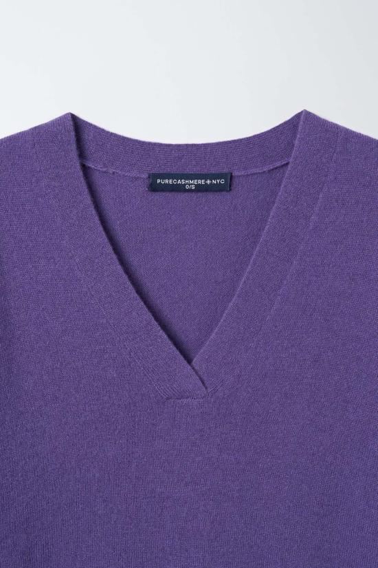  퓨어 캐시미어 엔와이씨 스웨터 퓨어캐시미어 NYC 블랑카 캐시미어 V넥 버튼  라일락 - PURECASHMERE NYC