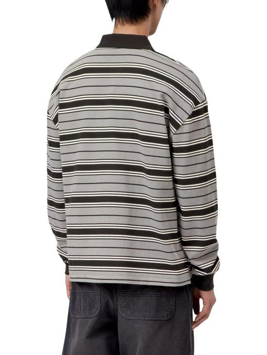26FW 칼하트 WIP 폴로 티셔츠 I037117 3V0XX DEVITT STRIPE SHADY GREY DOM - CARHARTT WIP