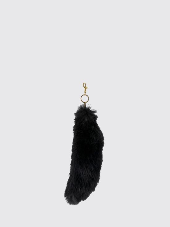 26FW 발렌시아가 플러시 텍스타일 테일 참 키링 8735242ACNK 1000 Black