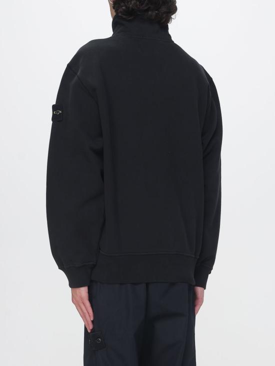 26FW 스톤 아일랜드 오가닉 코튼 플리스 레귤러핏 하프 집업 스웨트셔츠 오가닉 코튼 플리스 레귤러핏 하프 집업 스웨트셔츠 6100021S0A20 V0029 Black - STONE ISLAND