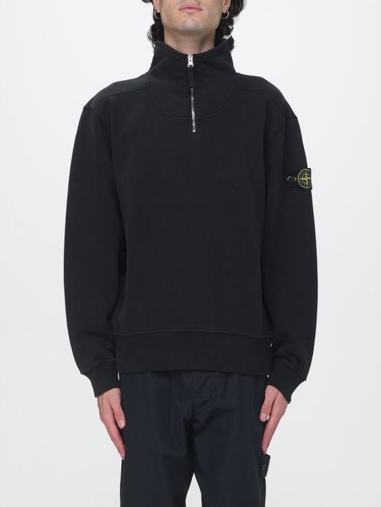 26FW 스톤 아일랜드 오가닉 코튼 플리스 레귤러핏 하프 집업 스웨트셔츠 오가닉 코튼 플리스 레귤러핏 하프 집업 스웨트셔츠 6100021S0A20 V0029 Black