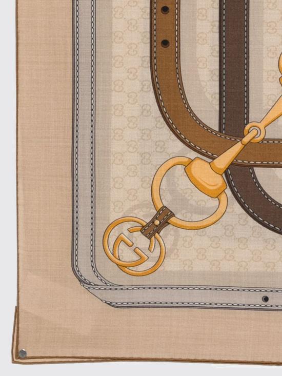 26FW 구찌 프린트 GG 실크 트윌 자카드 숄 A007EB3GARI 9700 Beige - GUCCI