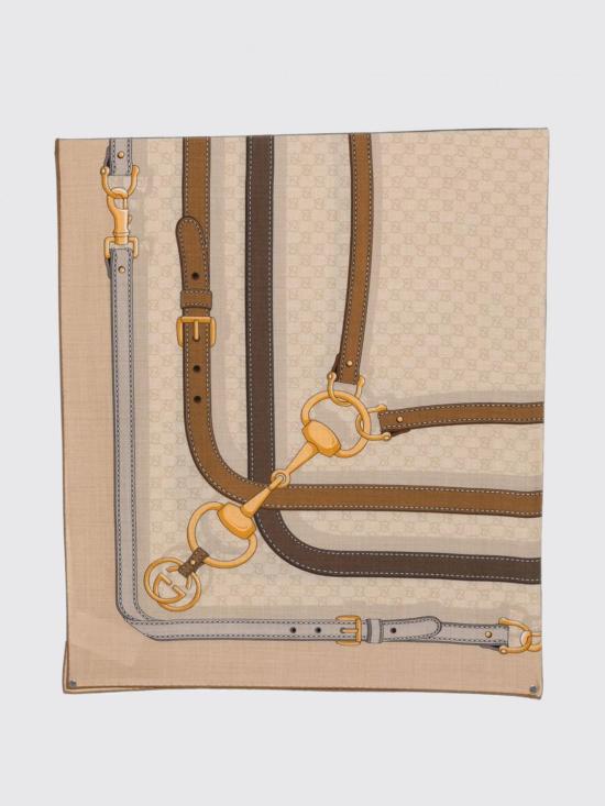 26FW 구찌 프린트 GG 실크 트윌 자카드 숄 A007EB3GARI 9700 Beige