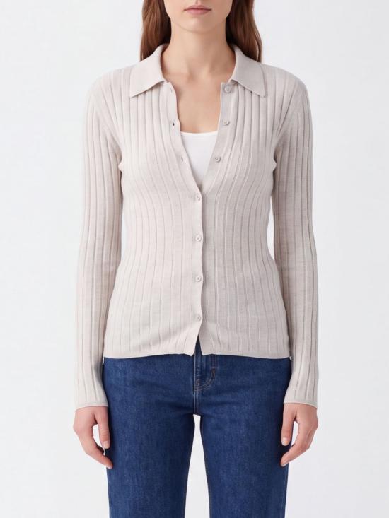 26FW 토템 슬림 리브 셔츠 263WRT0836YA0293 031 White