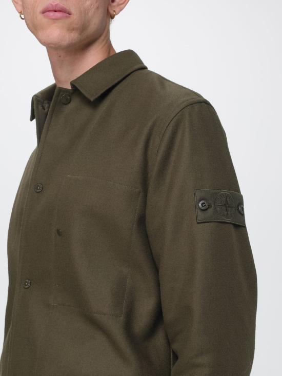 26FW 스톤 아일랜드 고스트 울 나일론 플란넬 오버셔츠 1200020S0F24 V0054 Military - STONE ISLAND