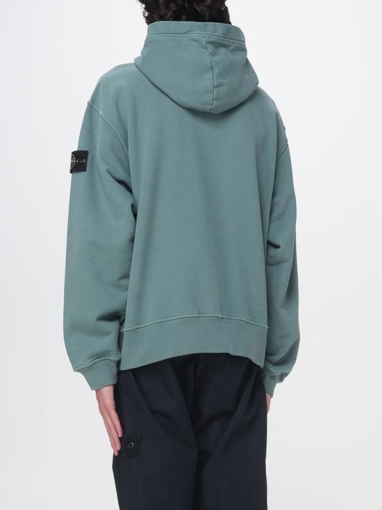 26FW 스톤 아일랜드 브러쉬드 오가닉 코튼 플리스 오버사이즈 핏 집업 후드 파우치 포켓 스웨트셔츠 6100023S0A20 V005T Grass Green - STONE ISLAND