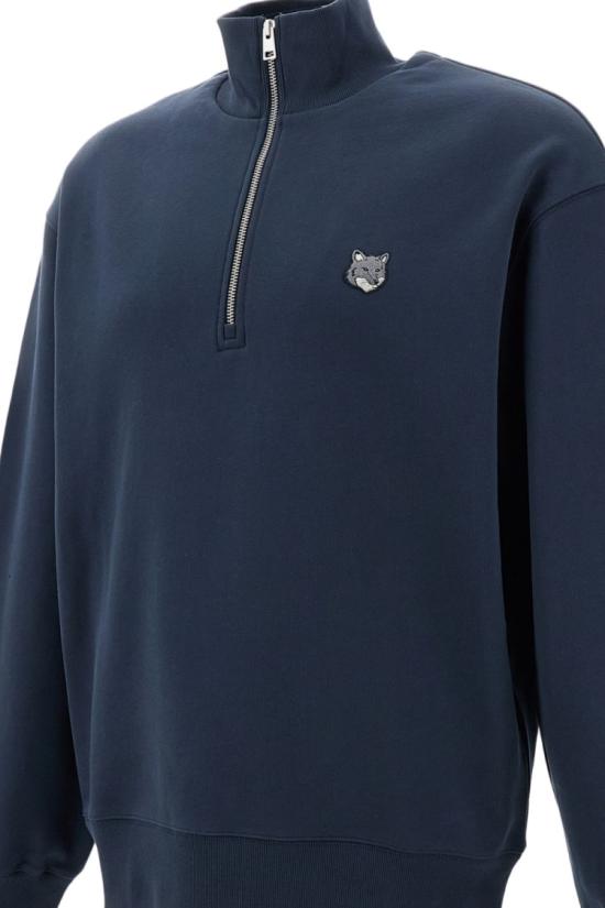 26FW 메종키츠네 폭스 헤드 컴포트 하프 집 스웨트셔츠 PM00305KM03410413 Blue - MAISON KITSUNE