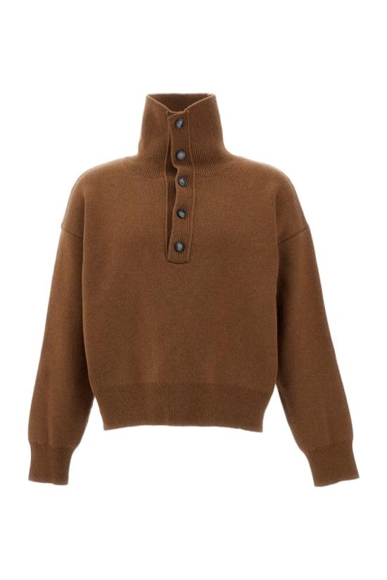 26FW 아미 브라운 하이 버튼 칼라 울 스웨터 브라운 하이 버튼 칼라 울 스웨터 UKS885KN0192280 Brown