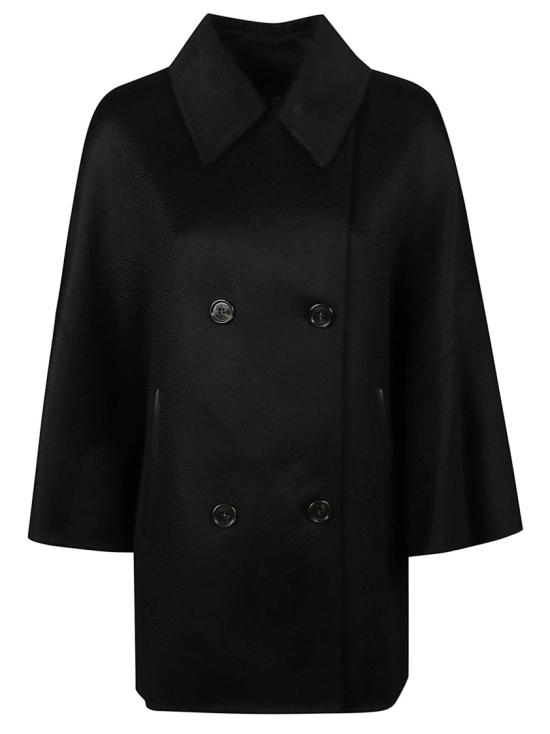26FW 막스마라 드롭 숄더 더블 브레스트 캐시미어 트렌치 코트 2624736111600 Black