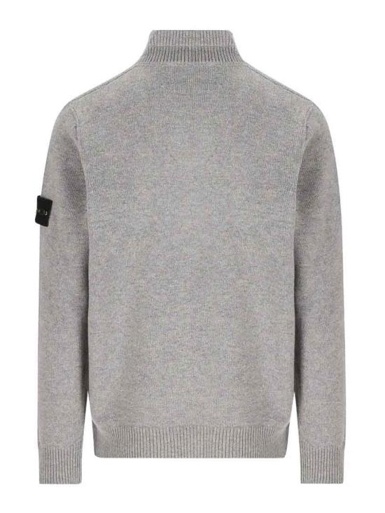 26FW 스톤 아일랜드 로고 패치 하이넥 버튼 울 스웨터 L2S155100040S00A3V0M60 GREY - STONE ISLAND