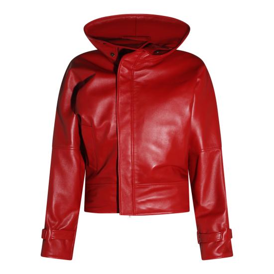 26FW 발렌시아가 가죽 라운드 봄버 재킷 A009FD TUS116400 RED